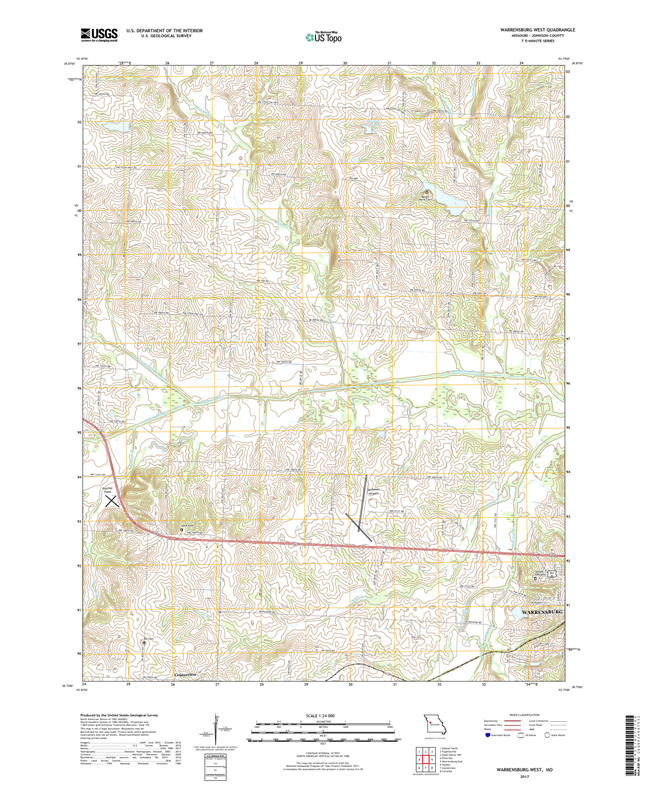Warrensburg West Missouri - 24k Topo Map