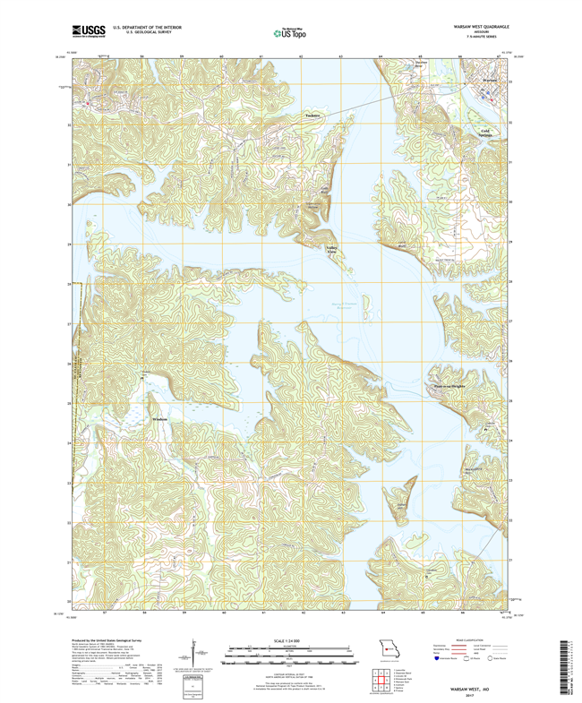 Warsaw West Missouri - 24k Topo Map