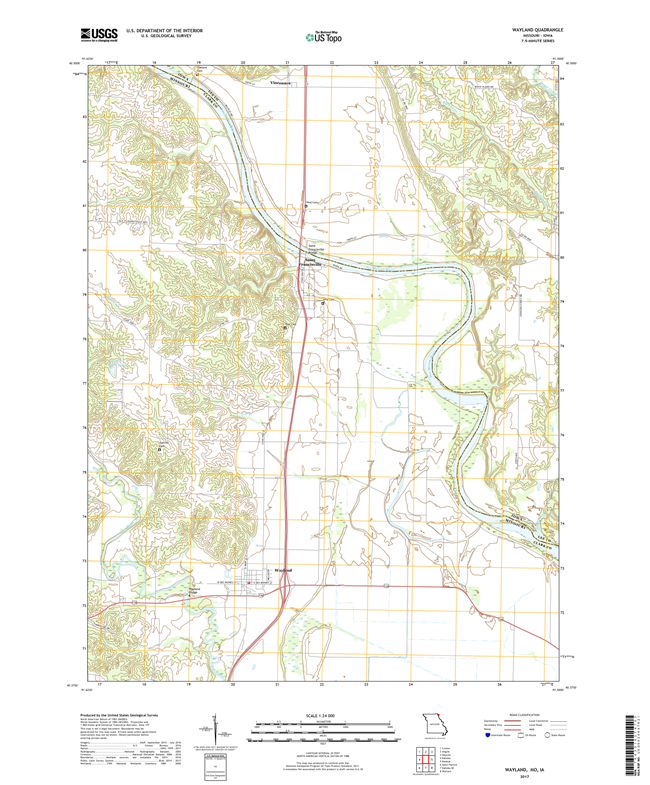 Wayland Missouri - Iowa - 24k Topo Map