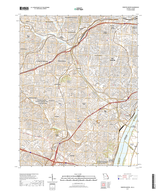 Webster Groves Missouri - Illinois - 24k Topo Map