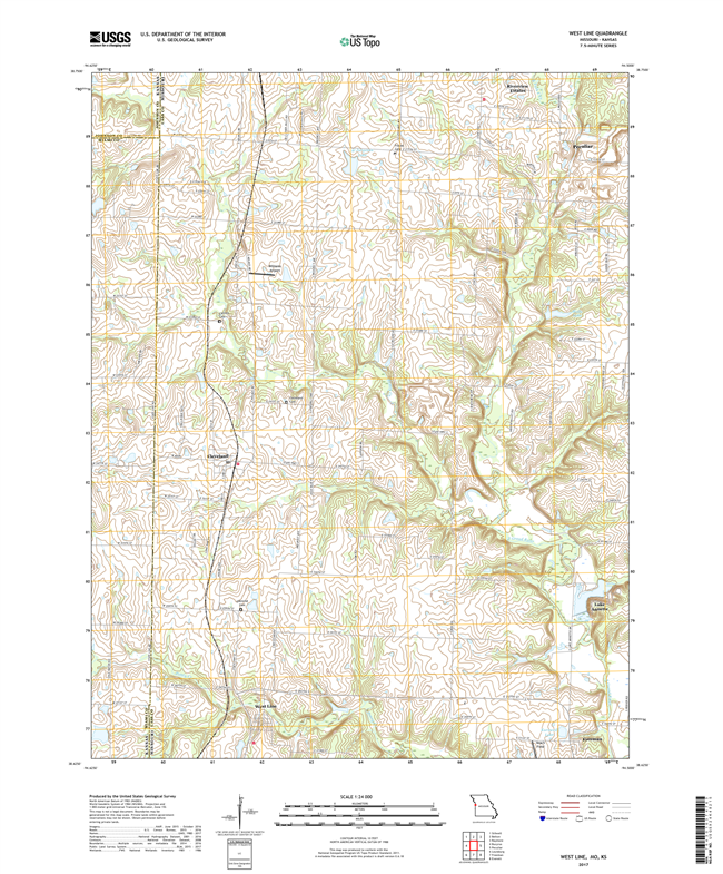 West Line Missouri - Kansas - 24k Topo Map