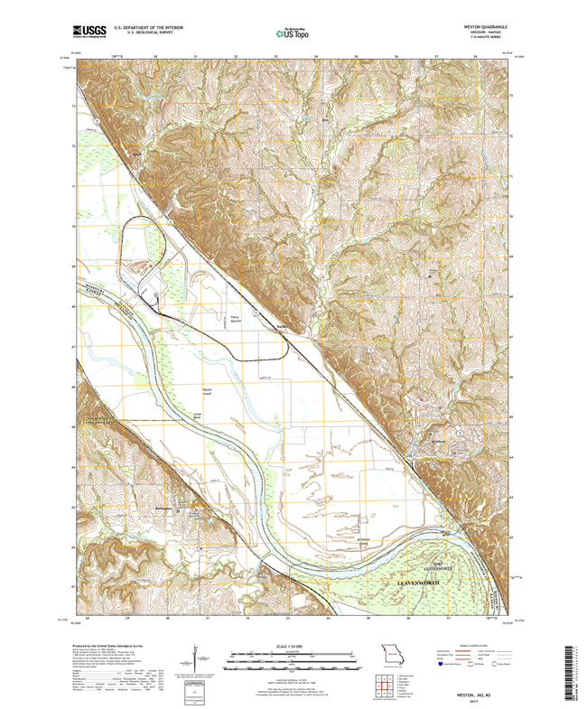 Weston Missouri - Kansas - 24k Topo Map