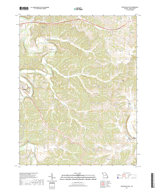 Westphalia East Missouri - 24k Topo Map