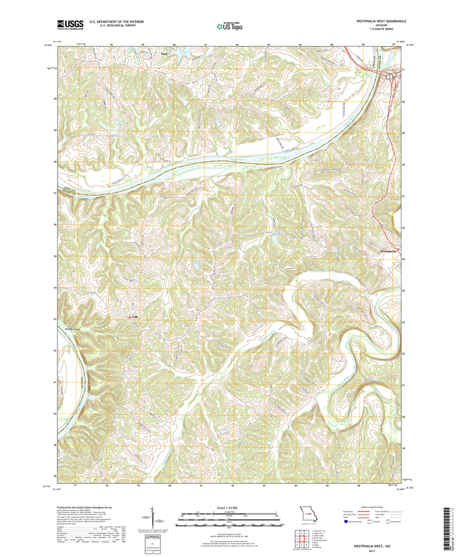 Westphalia West Missouri - 24k Topo Map