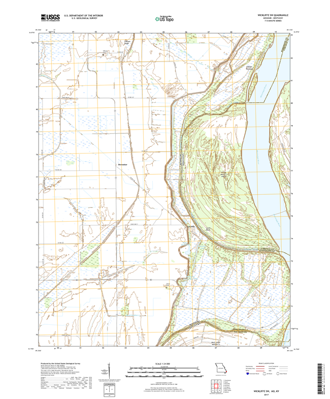 Wickliffe SW Missouri - Kentucky - 24k Topo Map