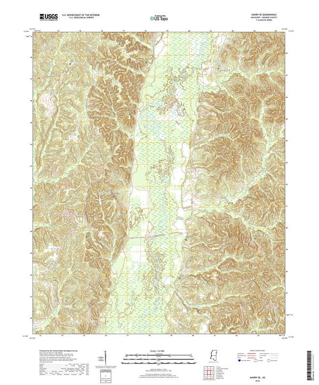 Amory SE Mississippi - 24k Topo Map