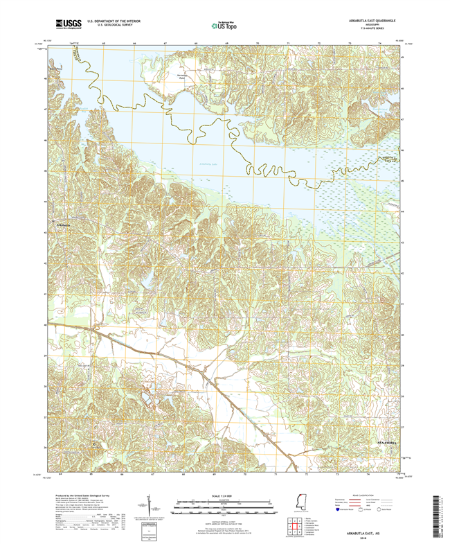 Arkabutla East Mississippi - 24k Topo Map