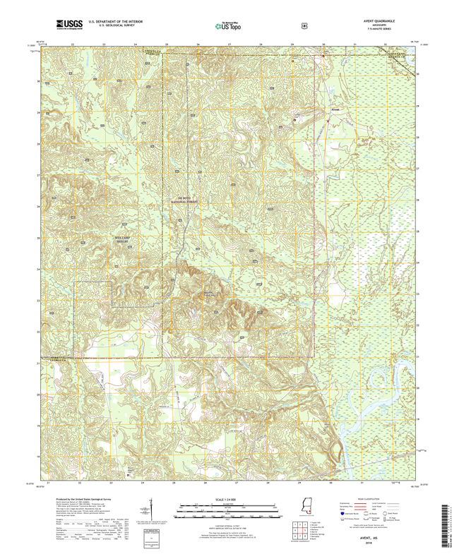 Avent Mississippi - 24k Topo Map