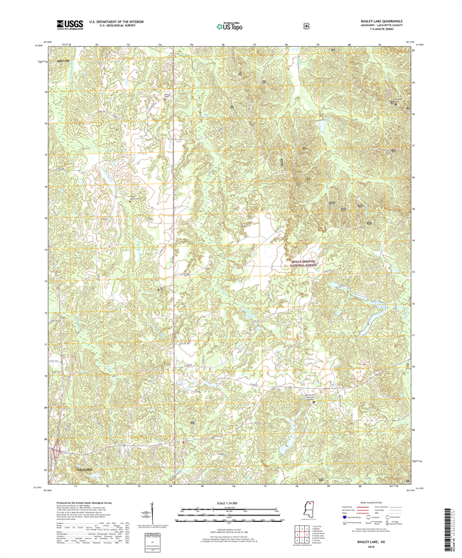 Bagley Lake Mississippi - 24k Topo Map