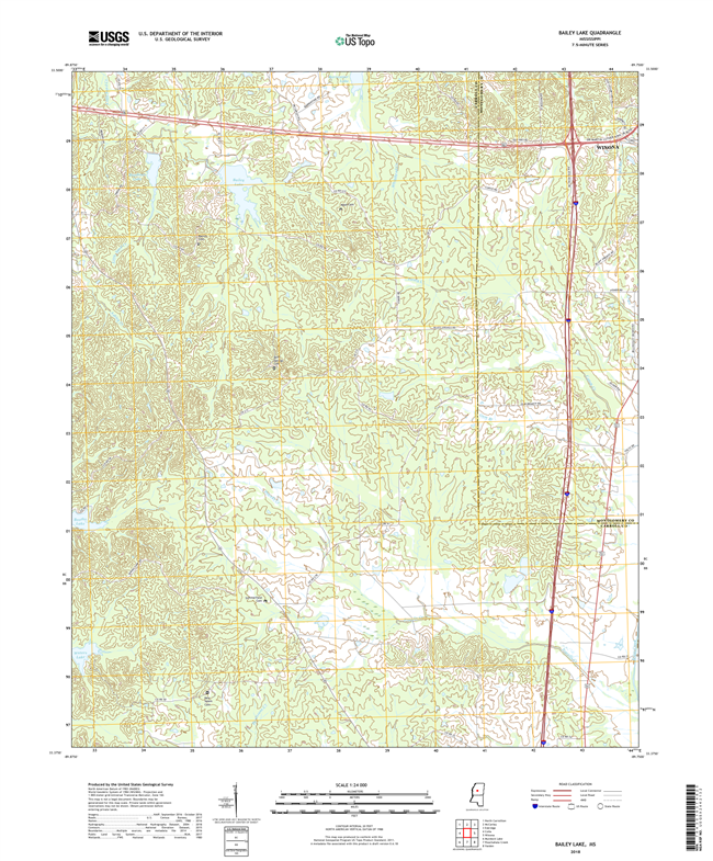 Bailey Lake Mississippi - 24k Topo Map