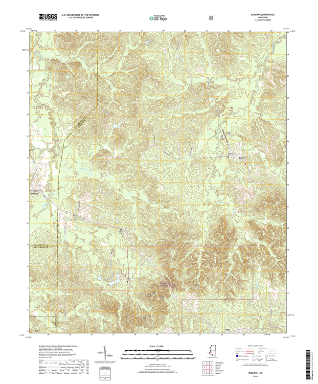 Barlow Mississippi - 24k Topo Map