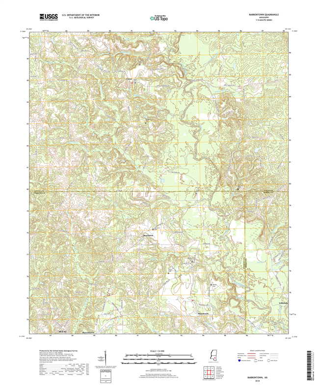 Barrontown Mississippi - 24k Topo Map