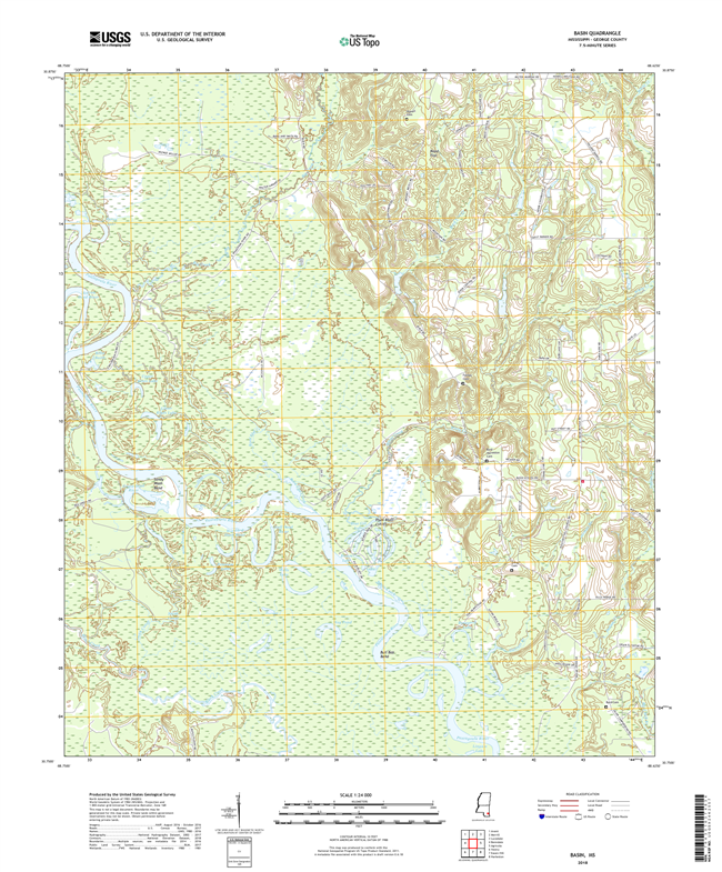 Basin Mississippi - 24k Topo Map