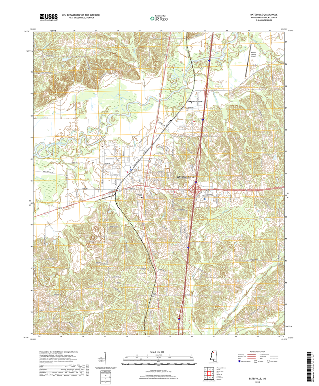Batesville Mississippi - 24k Topo Map
