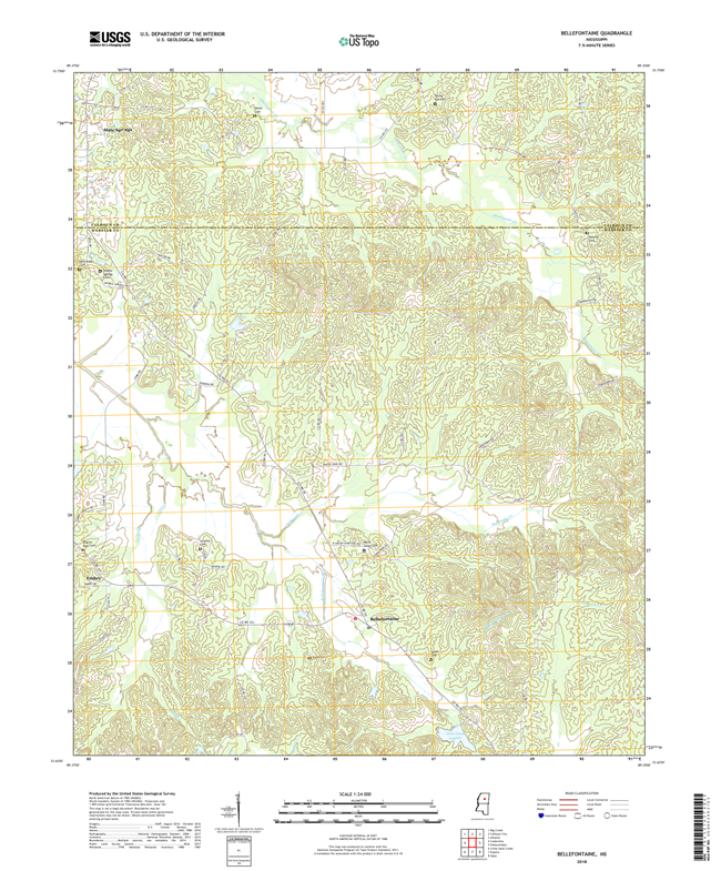 Bellefontaine Mississippi - 24k Topo Map