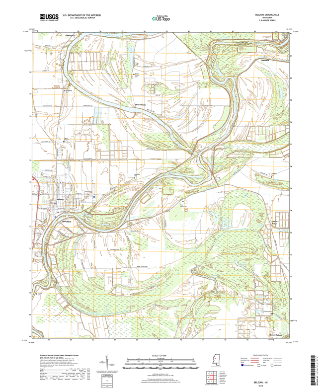 Belzoni Mississippi - 24k Topo Map