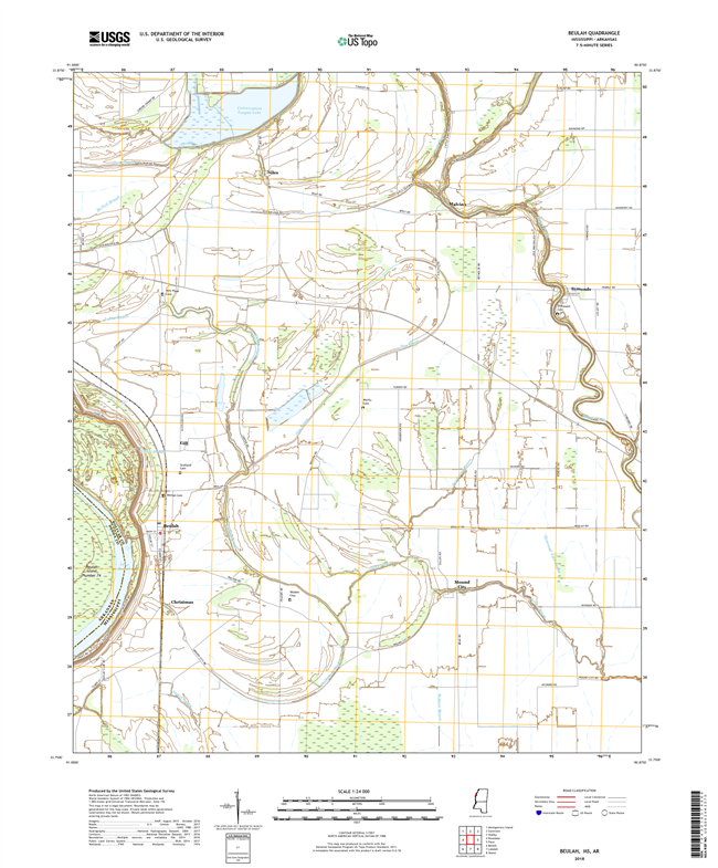 Beulah Mississippi - Arkansas - 24k Topo Map