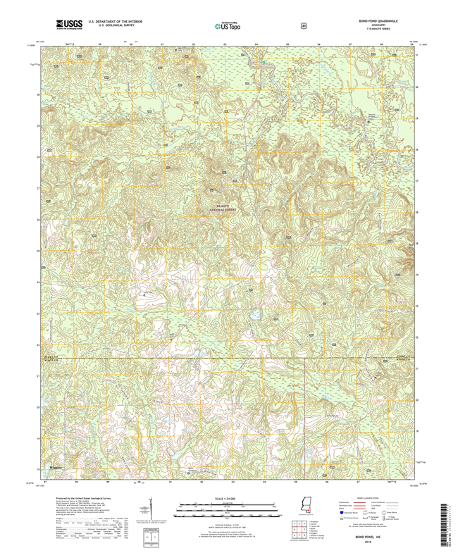 Bond Pond Mississippi - 24k Topo Map
