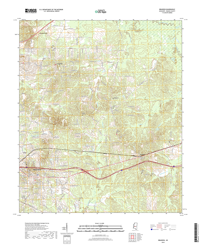 Brandon Mississippi - 24k Topo Map