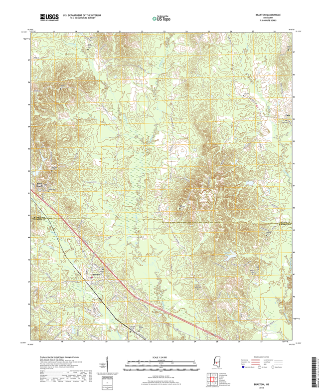 Braxton Mississippi - 24k Topo Map