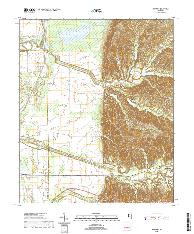 Browning Mississippi - 24k Topo Map