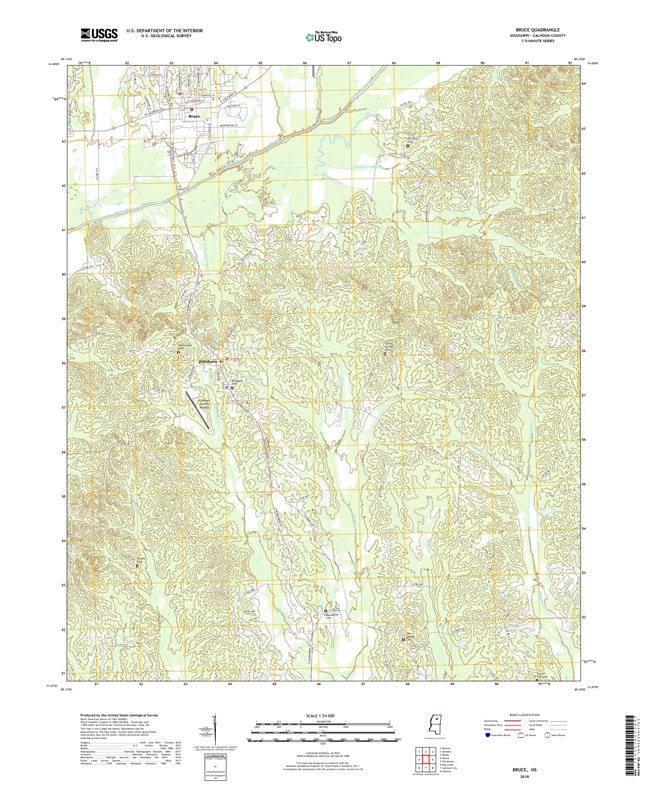 Bruce Mississippi - 24k Topo Map