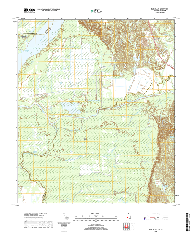 Buck Island Mississippi - Louisana - 24k Topo Map