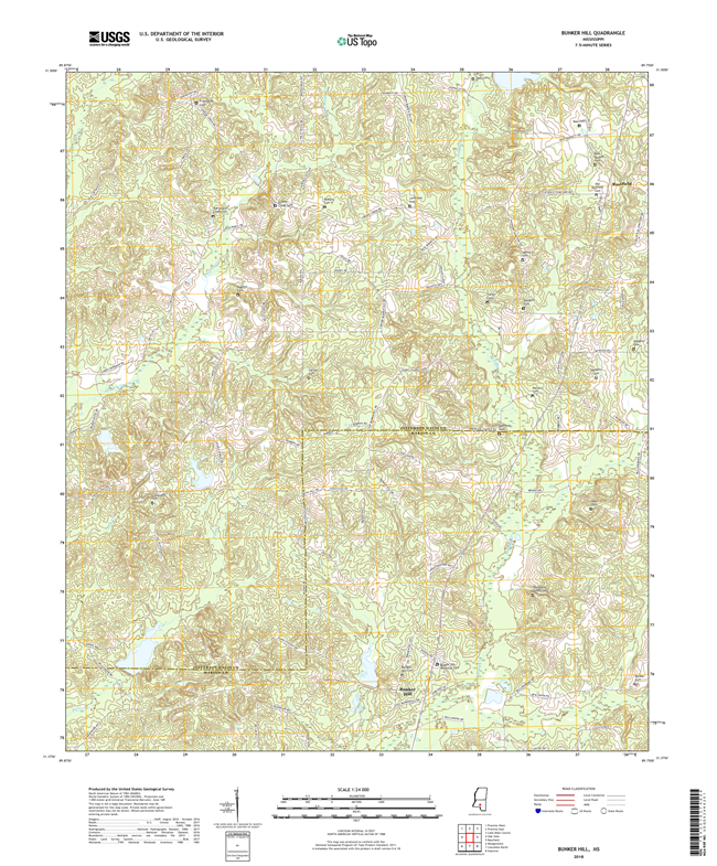 Bunker Hill Mississippi - 24k Topo Map