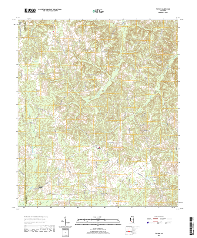 Topeka Mississippi - 24k Topo Map