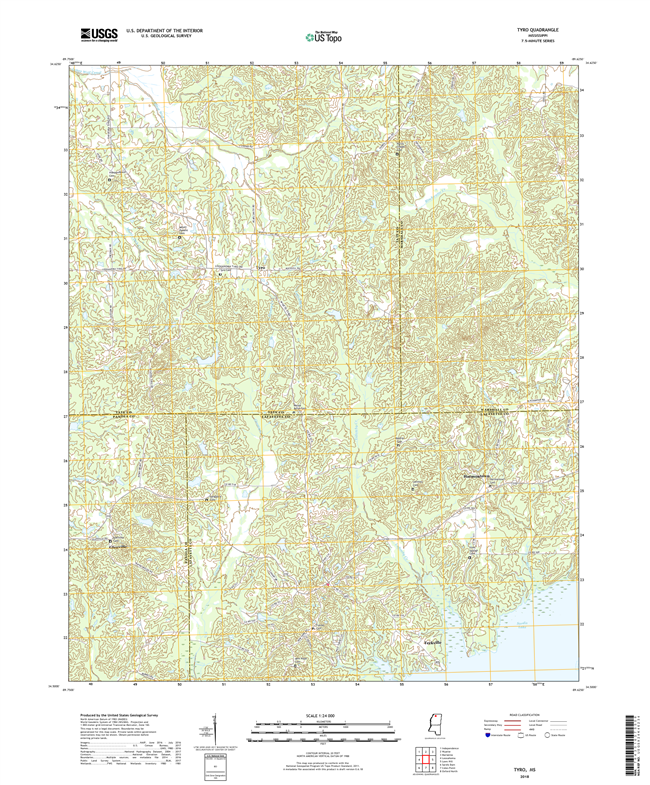 Tyro Mississippi - 24k Topo Map