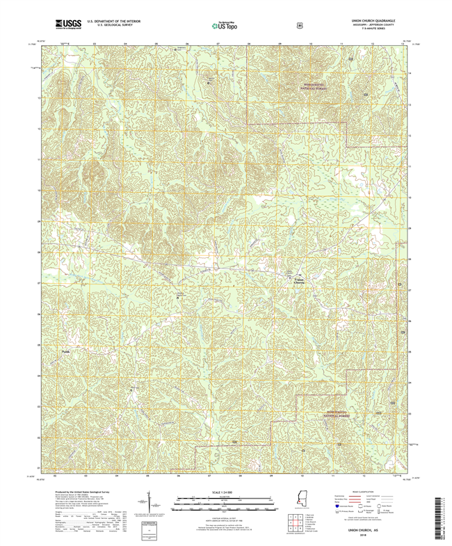 Union Church Mississippi - 24k Topo Map