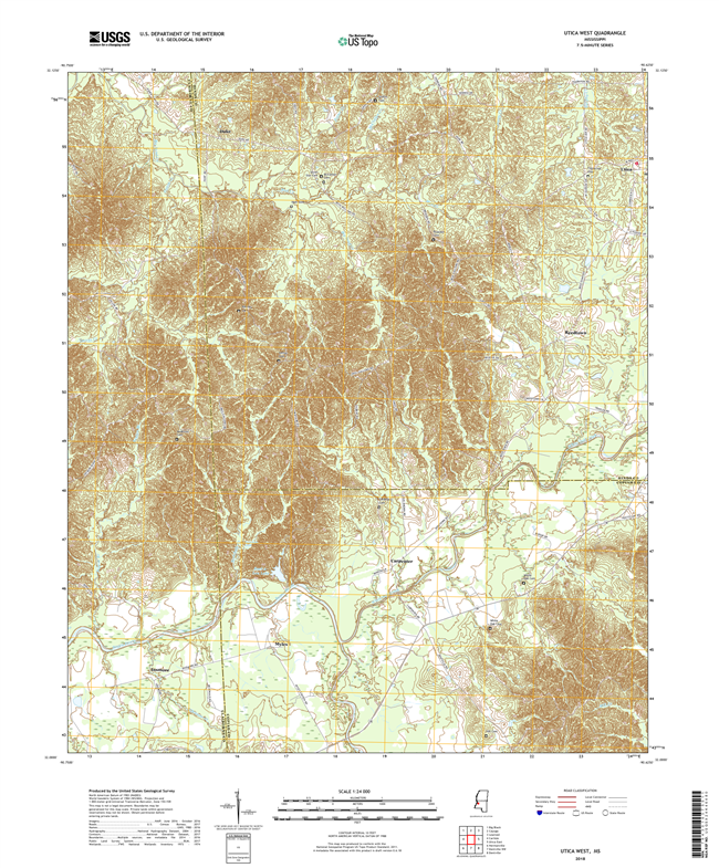 Utica West Mississippi - 24k Topo Map