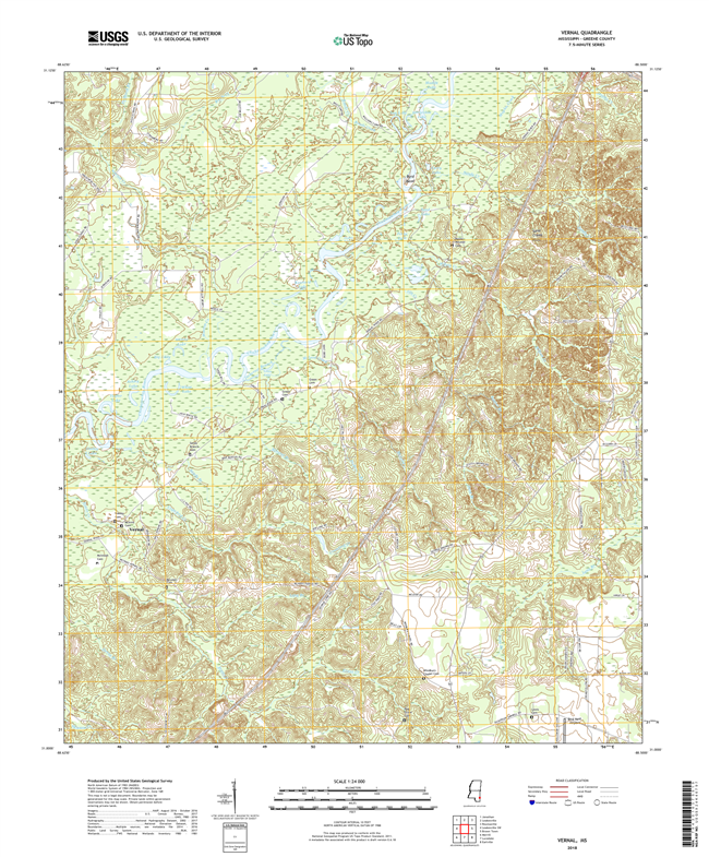 Vernal Mississippi - 24k Topo Map