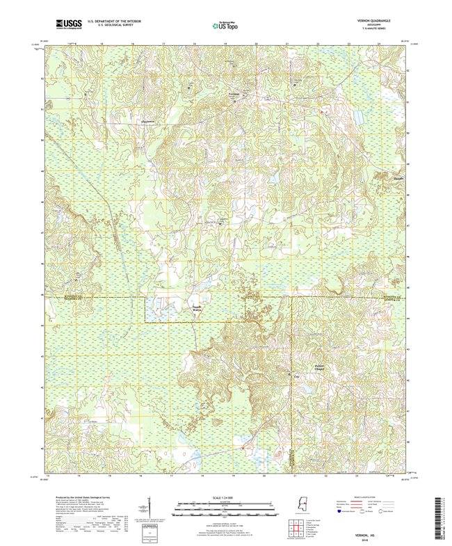 Vernon Mississippi - 24k Topo Map