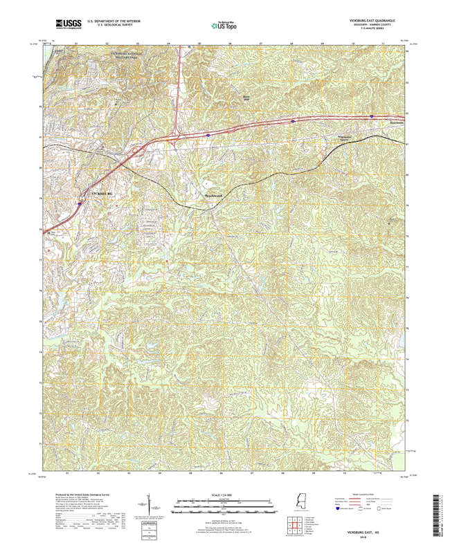 Vicksburg East Mississippi - 24k Topo Map