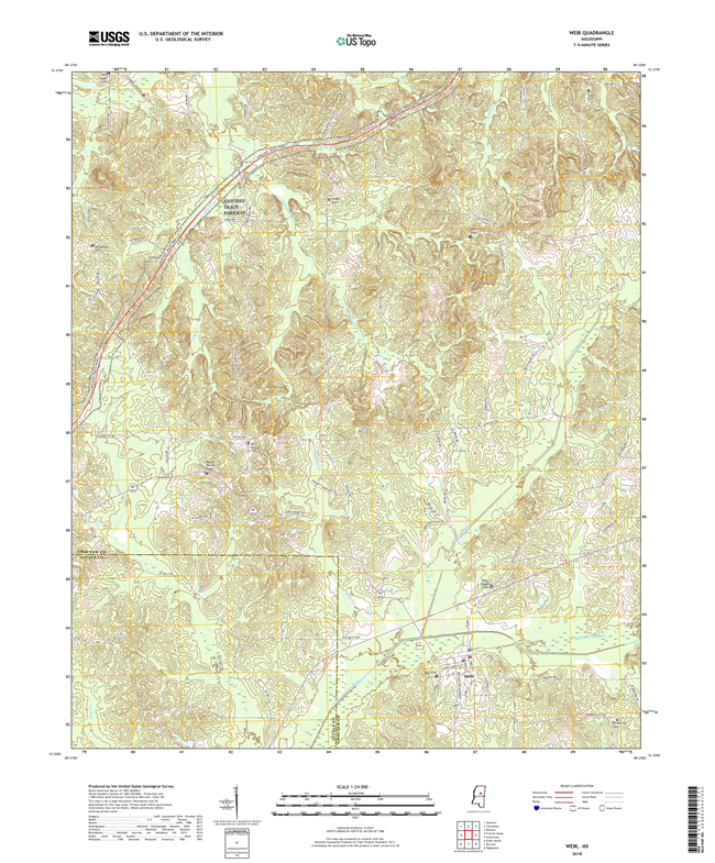 Weir Mississippi - 24k Topo Map