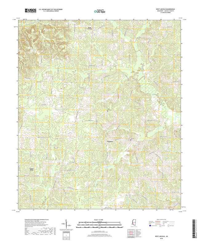 West Lincoln Mississippi - 24k Topo Map