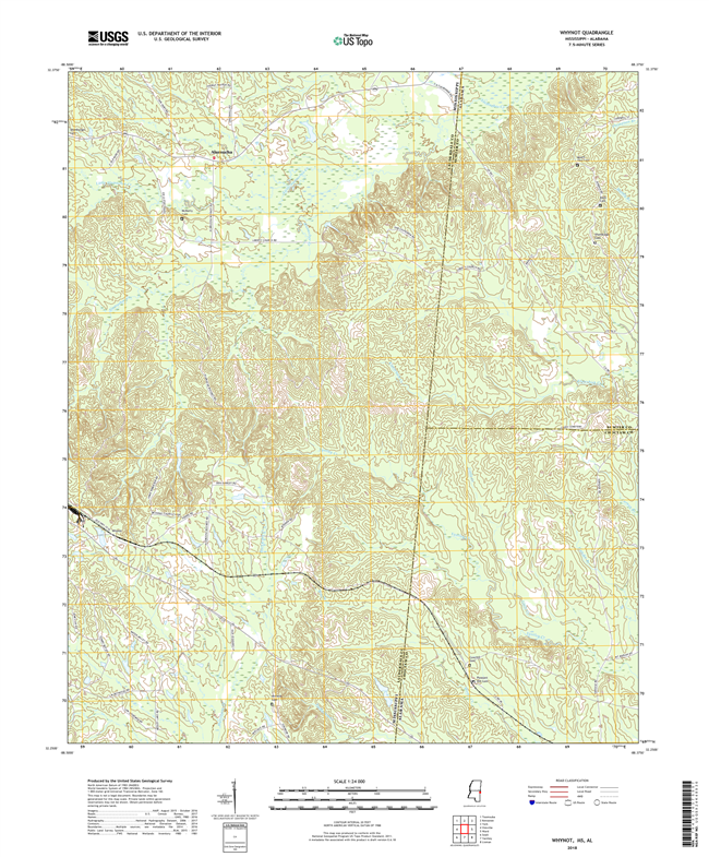 Whynot Mississippi - Alabama - 24k Topo Map