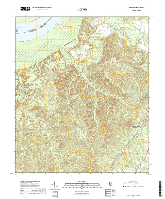 Widows Creek Mississippi - Louisana - 24k Topo Map