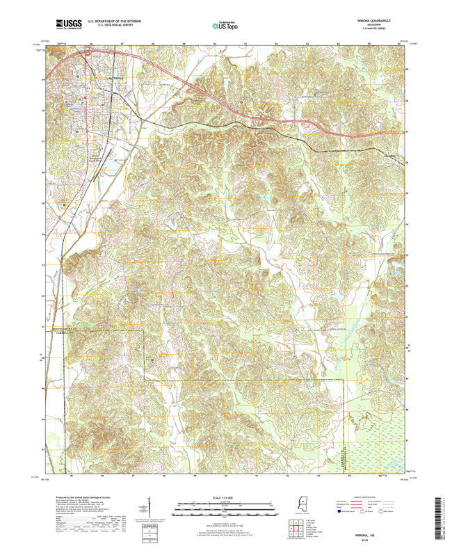 Winona Mississippi - 24k Topo Map