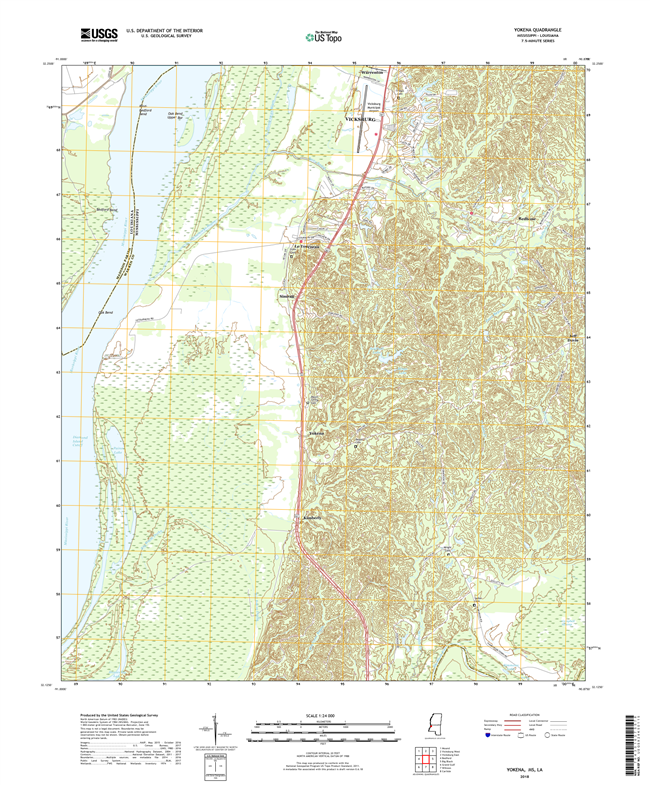 Yokena Mississippi - Louisana - 24k Topo Map