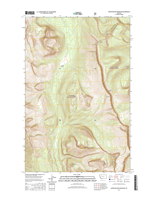 Amphitheatre Mountain Montana - 24k Topo Map