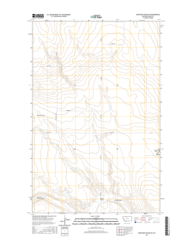 Antelope Coulee SE Montana - 24k Topo Map