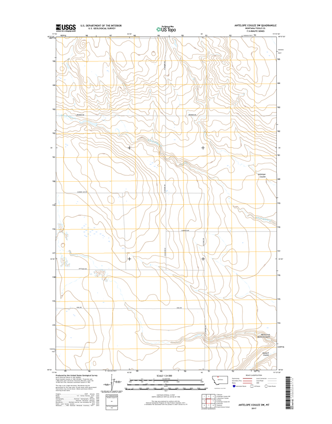 Antelope Coulee SW Montana - 24k Topo Map