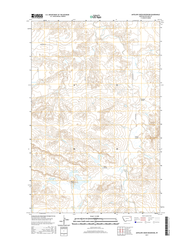 Antelope Creek Reservoir Montana - 24k Topo Map