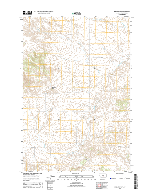 Antelope Point Montana - 24k Topo Map