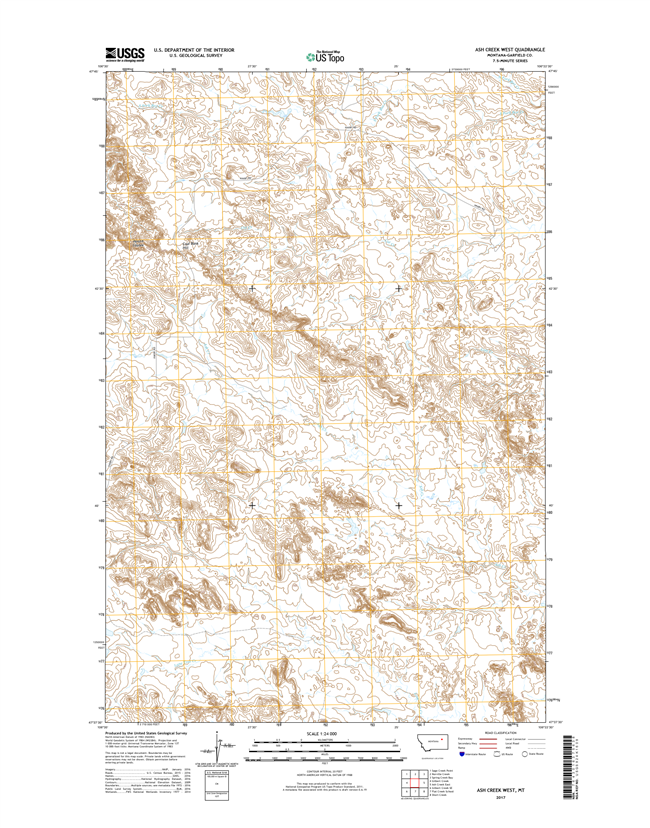 Ash Creek West Montana - 24k Topo Map