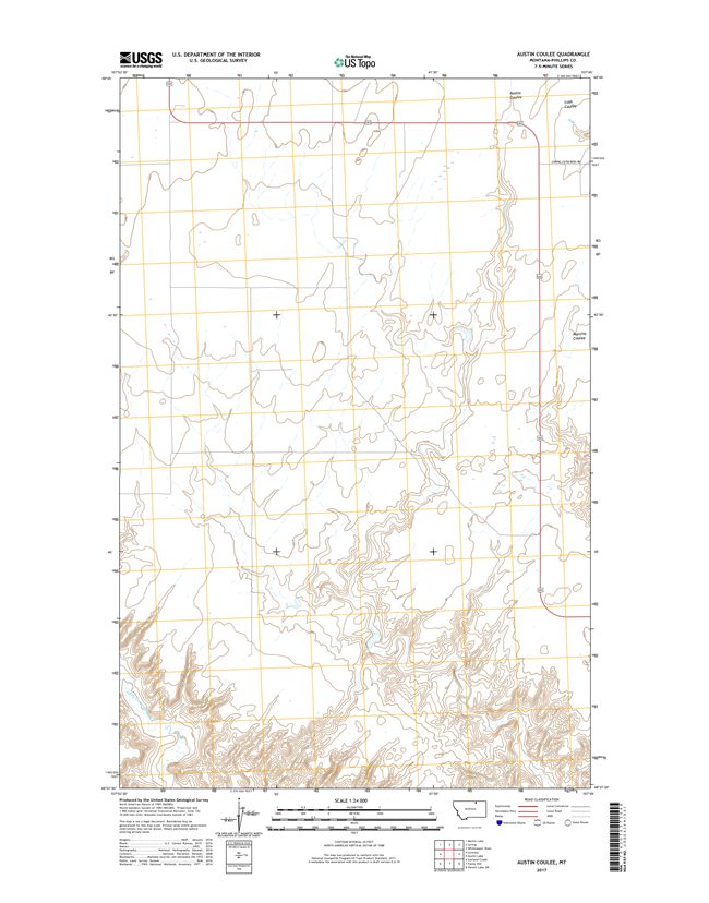 Austin Coulee Montana - 24k Topo Map