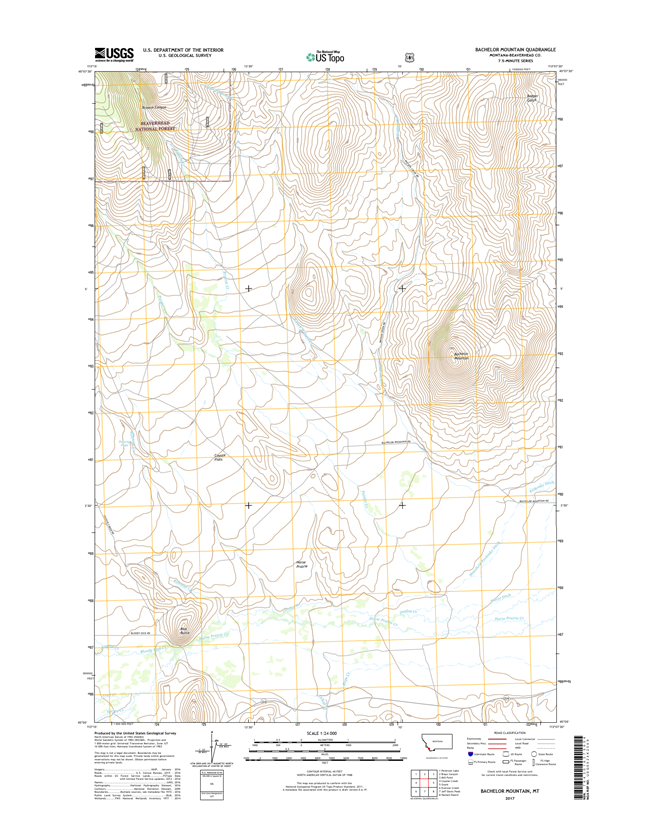 Bachelor Mountain Montana - 24k Topo Map