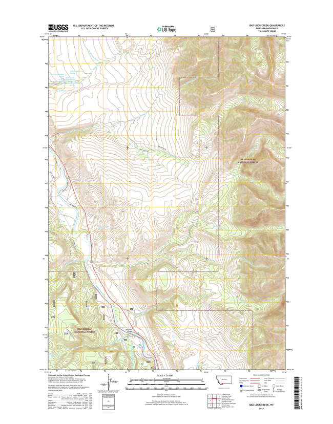 Bad Luck Creek Montana - 24k Topo Map